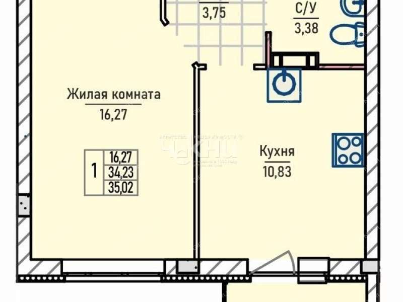 однокомнатная квартира в новостройке в Инженерном проезде