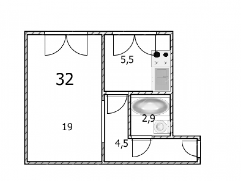 однокомнатная квартира на Южном шоссе дом 30б