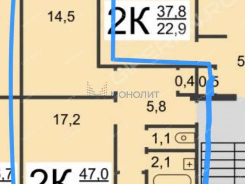 двухкомнатная квартира на Южном шоссе дом 16Б
