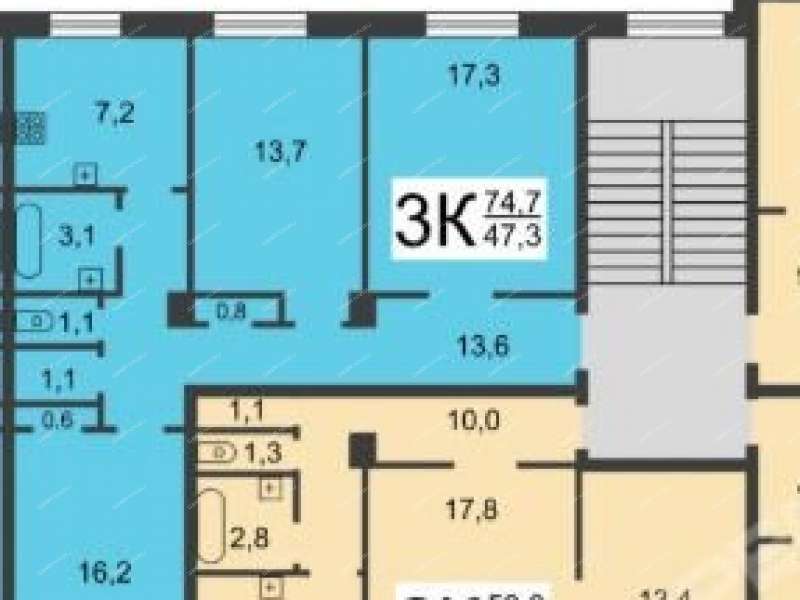 трёхкомнатная квартира на Московском шоссе дом 141