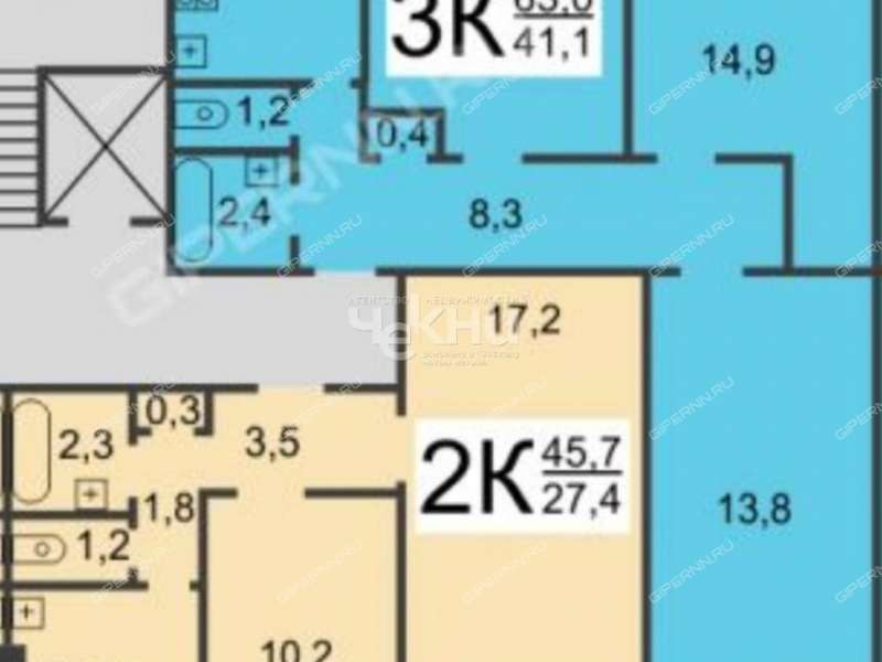 двухкомнатная квартира на улице Сергея Есенина дом 5