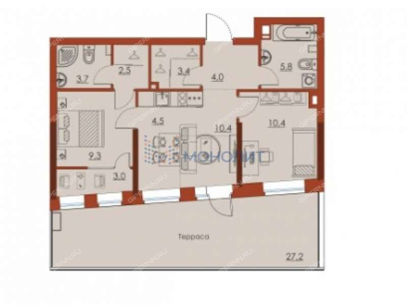 двухкомнатная квартира на улице Октябрьской Революции