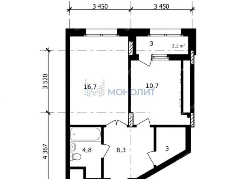 однокомнатная квартира на улице Владимира Высоцкого
