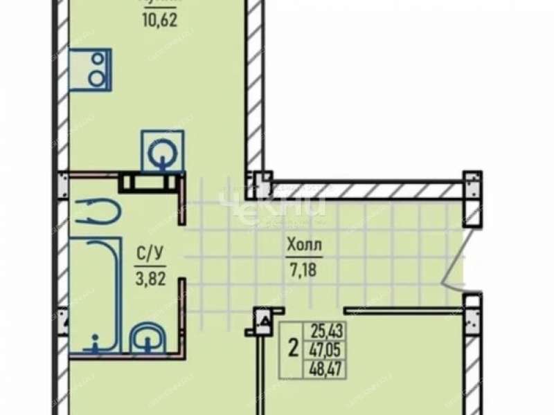двухкомнатная квартира в новостройке в Инженерном проезде