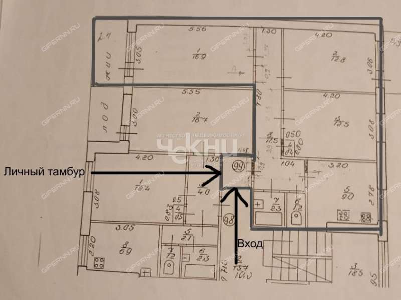 трёхкомнатная квартира на улице Тропинина дом 12