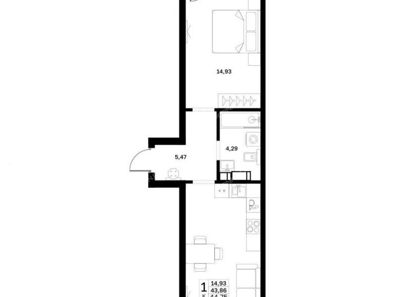 однокомнатная квартира в новостройке в границах улиц Страж Революции, Гвардейцев, 50-летия Победы, Евгения Никонова, 17