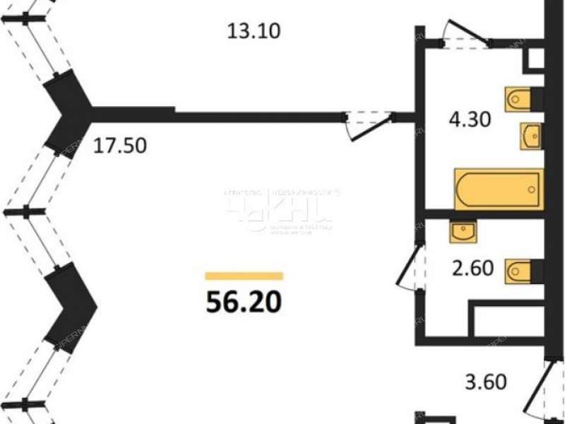 двухкомнатная квартира на Черниговской улице