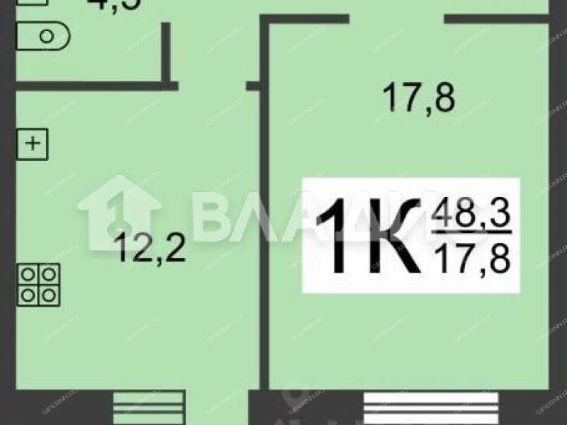 однокомнатная квартира на Горной улице дом 11 к4