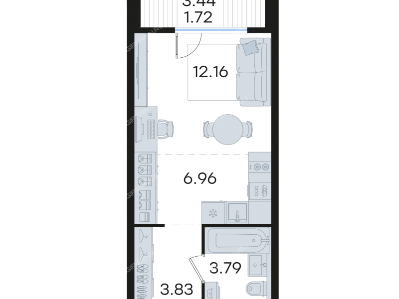 квартира-студия на  ул. Гаршина, д. 40, к1.1.5