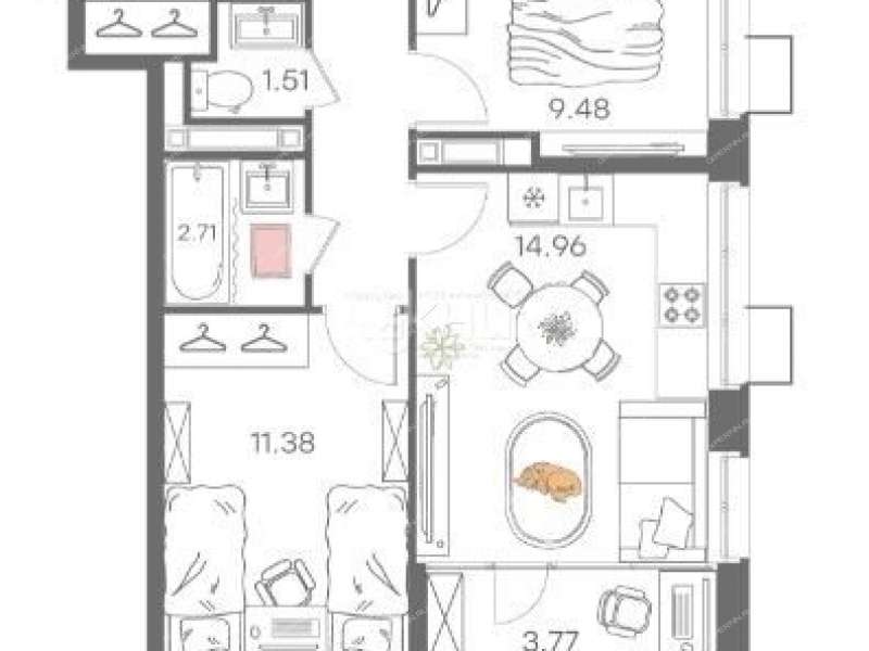 двухкомнатная квартира на Львовской улице