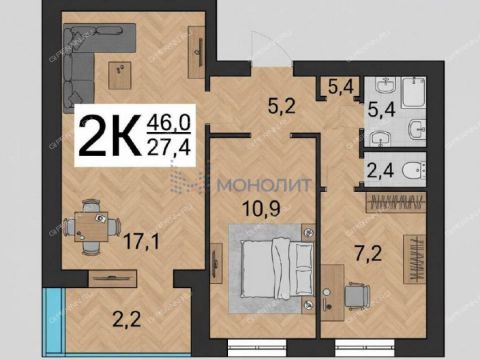 2-komnatnaya-ul-sergeya-esenina-d-18 фото