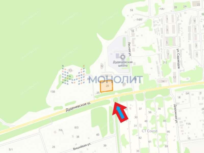 земельный участок 28,5 сотки Лесная улица село Дуденево
